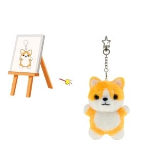 Customized Cartoon Puppy Plush Keychain from your own design