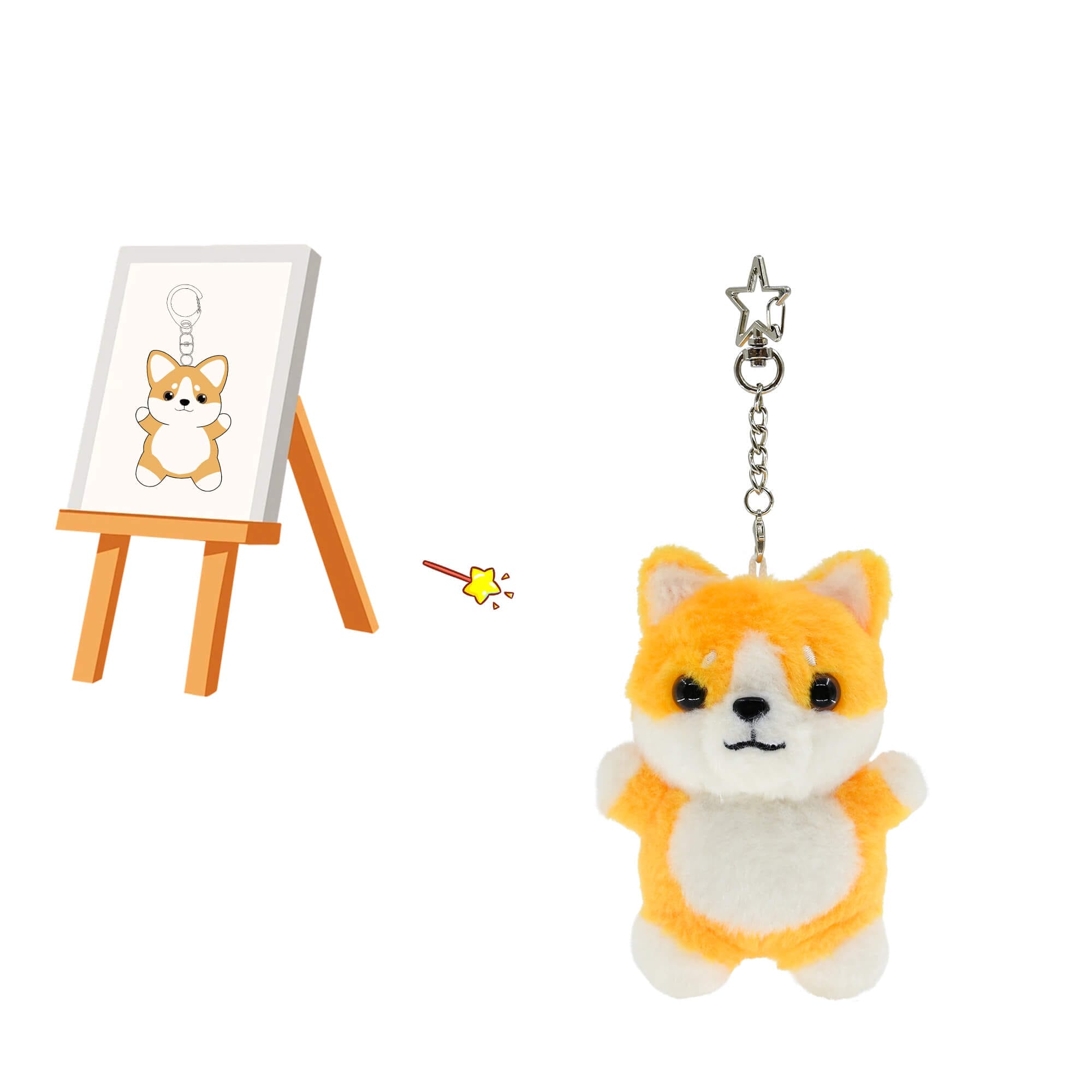 Customized Cartoon Puppy Plush Keychain from your own design